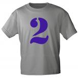 Kinder T-Shirt  mit Print Zeichen Zahl Zwei - 2 - 85130 Grau Gr. 110-164