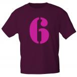 Kinder T-Shirt  mit Print Zeichen Zahl Sechs - 6 - 85130 Bordeaux Gr. 110-164