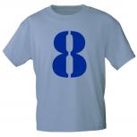 Kinder T-Shirt  mit Print Zeichen Zahl Acht - 8 - 85130 Hellblau Gr. 110-164