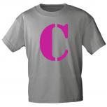 Kinder T-Shirt  mit Print Buchstabe - C - 85130 Grau Gr. 110-164