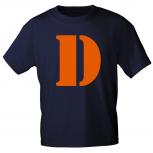 Kinder T-Shirt  mit Print Buchstabe - D - 85130 Schwarz Gr. 110-164