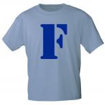 Kinder T-Shirt  mit Print Buchstabe - F - 85130 Hellblau Gr. 110-164