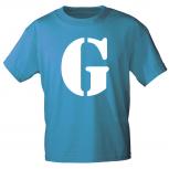 Kinder T-Shirt  mit Print Buchstabe - G - 85130 Türkis Gr. 110-164