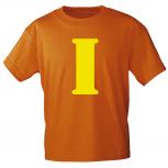 Kinder T-Shirt  mit Print Buchstabe - I - 85130 Orange Gr. 110-164