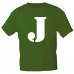 Kinder T-Shirt  mit Print Buchstabe - J - 85130 Dunkelgrün Gr. 110-164
