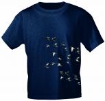 T-Shirt mit Print - Tauben Taubenschwarm - TB152/1 dunkelblau Gr. M