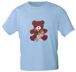 T-Shirt mit Print - Teddy Bär - 06948 - versch. Farben zur Wahl - hellblau / XL