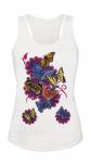 Tank-Top mit Print - Butterfly Schmetterlinge Blumen T09842 Gr. weiß / XL