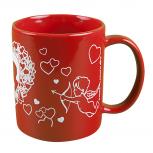Tasse mit Print Liebesengel Kuss Portrait rot 57462
