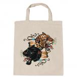 Baumwolltasche mit Print - Leopard - Panther - B12679 natur
