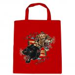 Baumwolltasche mit Print - Leopard - Panther - B12679 rot