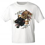 T-Shirt mit Print - Leopard Panther Banner 12679 Gr. weiß / S