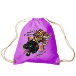 Trend-Bag Turnbeutel Sporttasche Rucksack mit Print - Leopard und Panther - TB12669 lila