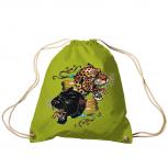 Trend-Bag Turnbeutel Sporttasche Rucksack mit Print - Leopard und Panther - TB12669 dunkelgrün