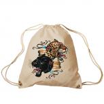 Trend-Bag Turnbeutel Sporttasche Rucksack mit Print - Leopard und Panther - TB12669 natur