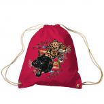 Trend-Bag Turnbeutel Sporttasche Rucksack mit Print - Leopard und Panther - TB12669 rot