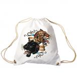 Trend-Bag Turnbeutel Sporttasche Rucksack mit Print - Leopard und Panther - TB12669 weiß