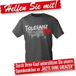 T-Shirt unisex mit Druck - Toleranz - Menschlichkeit ist grenzenlos - 09391 dunkelgrau - Gr. S-2XL