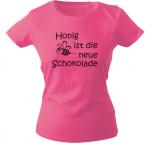 Girly-Shirt mit Print - Honig ist die neue Schokolade - 10475 pink - Gr. XS-2XL