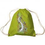 Trend-Bag Turnbeutel Sporttasche Rucksack mit Print -Klavier und Vögel - TB09018 limegrün