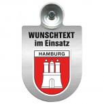 Einsatzschild für Windschutzscheibe incl. Saugnapf - Wunschtext...Eigener Text - Wappen nach Wahl - 309470 Region Hamburg