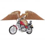 Aufnäher XL - Motorrad mit Adlerschwinge - Gr. ca. 25 x 14cm - 08601 rot