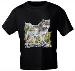T-Shirt mit Print - Wolf - 10846 - versch. Farben zur Wahl - Gr. S-2XL schwarz / M