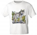 T-Shirt mit Print - Wolf - 10846 - versch. Farben zur Wahl - Gr. S-2XL weiß / S