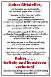 Spaß-Schild - Lieber Bittsteller ... hausieren verboten - 308971 - 20cm x 30cm - Kunststoffschild