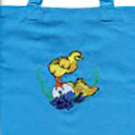 Kindertasche Baumwolltasche mit schönem Stickmotiv "KÜKEN AUF EI" NEU (12367 royalblau) Tasche Kindergartentasche