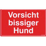 Hinweisschild - VORSICHT BISSIGER HUND - Gr. 25 x 15 cm - 308452 rot