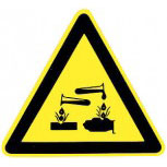 Hinweisschild dreieckig - ÄTZENDE STOFFE - 308807 - Schenkellänge 22cm - Kunststoffschild