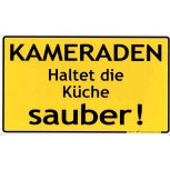 Schild mit Spruch -  KAMERADEN HALTET DIE KÜCHE SAUBER - 309276 - 25cm x 15cm