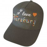 Baseballcap mit Einstickung - I love Würzburg - 68851 schwarz