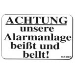 Spaß-Schild - Achtung unsere Alarmanlage beißt - Gr. ca. 15 x 10 cm - 308159 - Wachhund