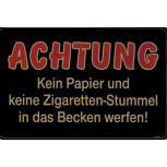 Hinweisschild - ACHTUNG - NICHTS IN DAS BECKEN WERFEN - 308624 - Gr. 30 x 20 cm