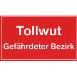 Hinweisschild - TOLLWUT Gefährdeter Bezirk - Gr. 25 x 15 cm - 308454