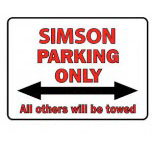 Schild aus Kunststoff - Parkschild - Simson Parking Only - Gr. ca. 40 x 30 cm - 303077