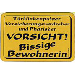 Türschild mit Humor - Vorsicht bissige Bewohnerin - 308164 - 15cm x 10cm - Frau