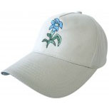 Cap mit Bestickung - Blume Enzian - 60981 - weiss - Cappy Kappe Baumwollcap
