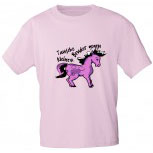 Kinder T-Shirt mit Aufdruck - Tausche kleinen Bruder gegen Pony - 06917 - rosa - Gr. 86/92