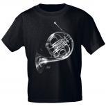 T-Shirt unisex mit Print - French Horn - von ROCK YOU MUSIC SHIRTS - 10743 schwarz - Gr. S - XXL