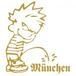 Pinkelmännchen-Applikations- Aufkleber-  München - ca. 15 cm - 303653 gold