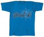 T-Shirt mit Vorder- und Rückenprint - Grüaß di - Pfüat di - 10498 blau - Gr. S-2XL