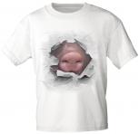 T-Shirt unisex mit Print - Schwein - 10921 weiß - Gr. L
