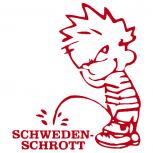 Pinkelmännchen-Applikations- Aufkleber - Schweden- Schrott - ca. 15cm - 303609 rot