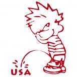 Pinkelmännchen-Applikations- Aufkleber - USA - ca. 15cm - 303628 rot