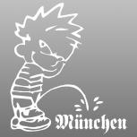 Pinkelmännchen-Applikations- Aufkleber-  München - ca. 15 cm - 303653 weiß