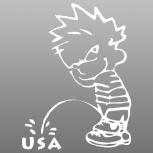 Pinkelmännchen-Applikations- Aufkleber - USA - ca. 15cm - 303628 weiß