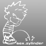 Pinkelmännchen-Applikations- Aufkleber - sex.zylinder - ca. 15cm - 303605 - weiß